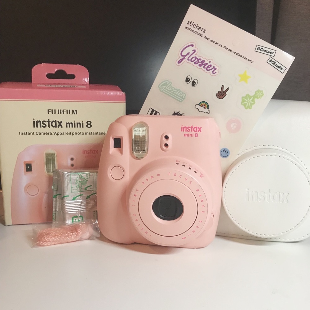 Polaroid Camera + CASE + FILM + GLOSSIER STICKERS